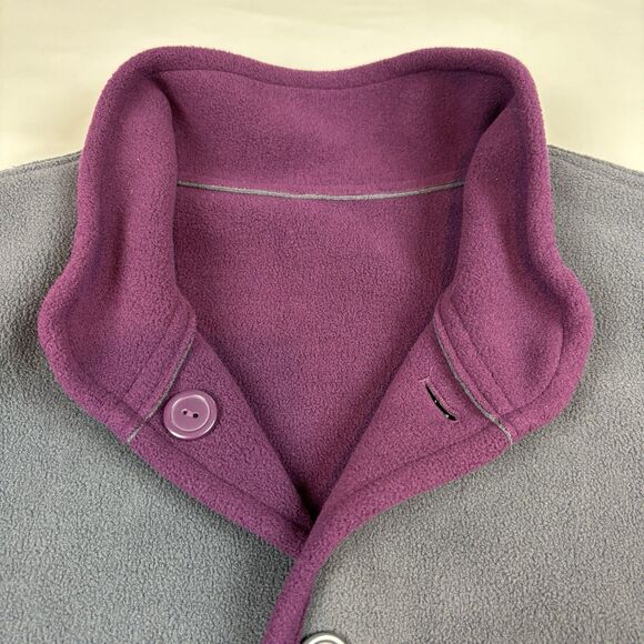 Susan Graver Reversible Full Button-Up Soft Warm Fleece Gray/Magenta Coat - XL - Picture 8 of 12